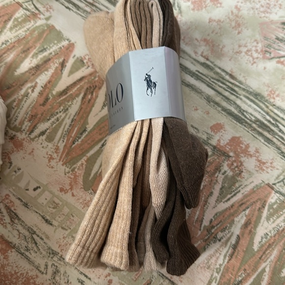 Polo Ralph Lauren crew socks 4 pack tan cream brown new w tags size large 10-13 - Picture 3 of 4